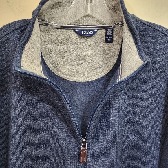 Izod 1/4 zip heather blue long sleeve fleece pullover sweatshirt Men's size XXL - Picture 4 of 7
